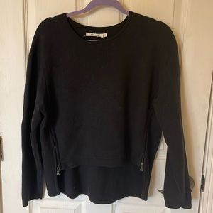Women’s JBRAND casual wool sweater shorter in front with zipper sleeves